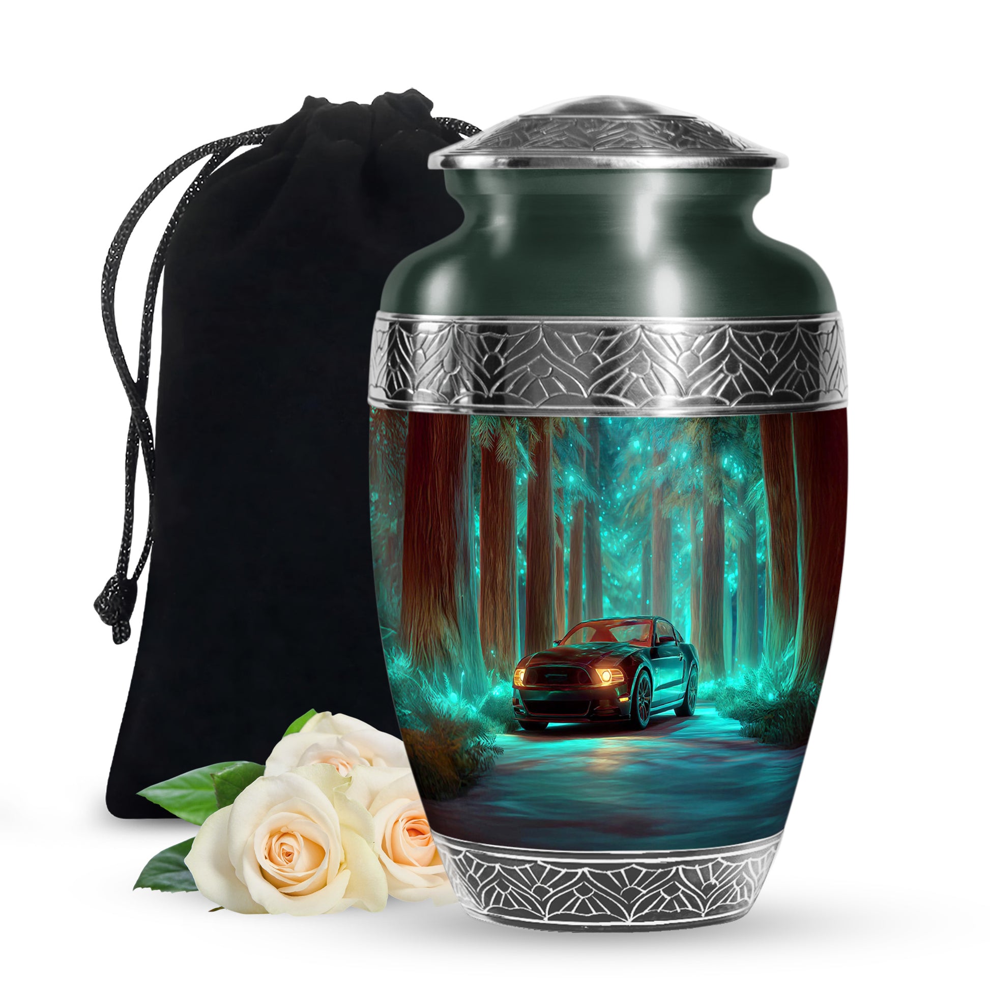 American Muscle Car Memorial Urn - Neon Green Urn For Funeral Ashes