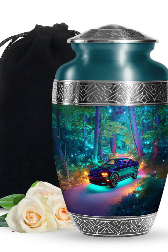 Black Sports Car Urn For Funeral - Green Forest Memorial Ashes Urn