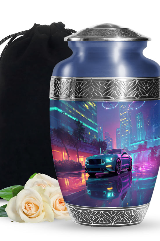 Neon City Memorial Urn For Cremation - Neon Muscle Urn For Men & Women