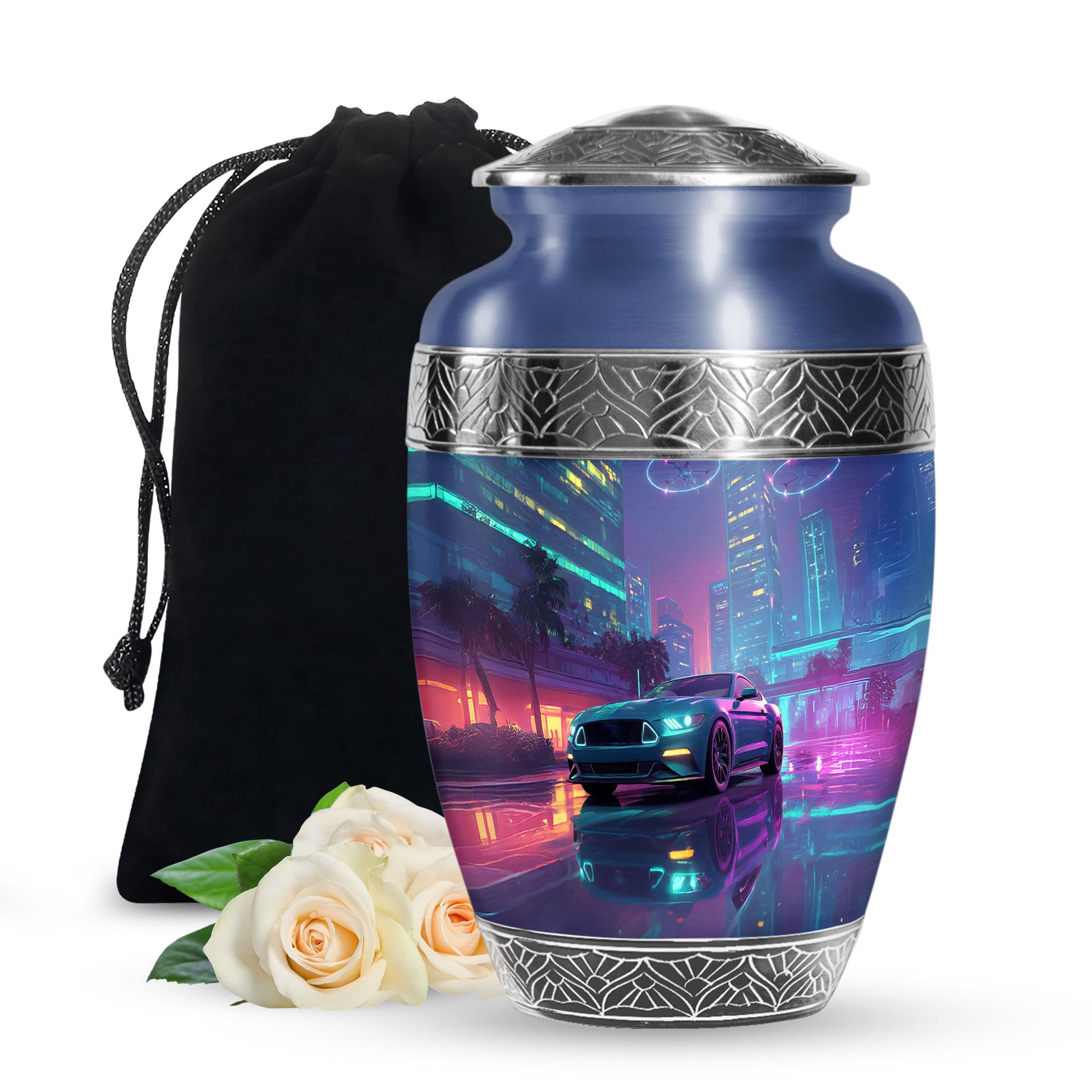 Neon City Memorial Urn For Cremation - Neon Muscle Urn For Men & Women