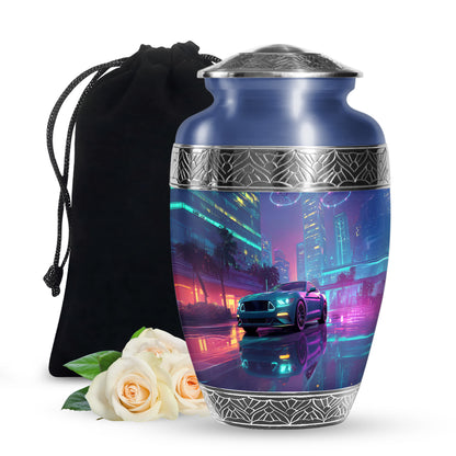 Neon City Memorial Urn For Cremation - Neon Muscle Urn For Men & Women