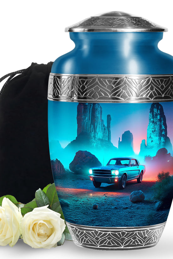 Neon Green Vintage Car Funeral Urn - Classic Car Cremation Urn For Sale