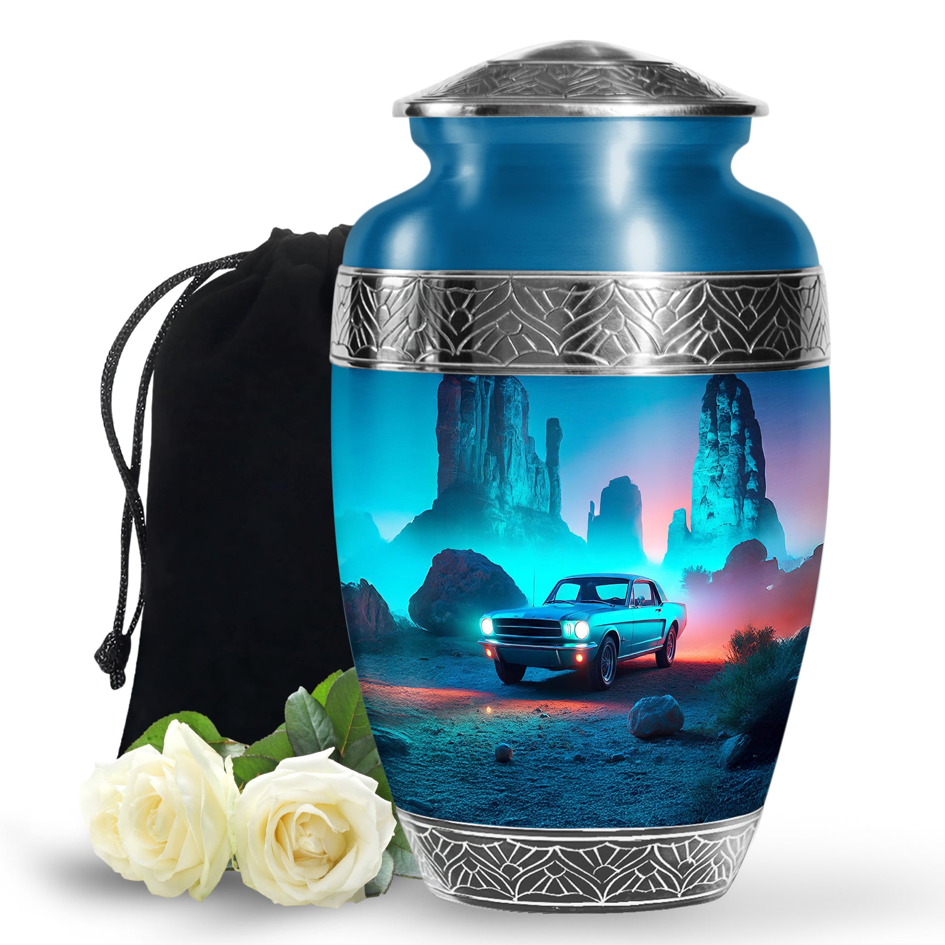 Neon Green Vintage Car Funeral Urn - Classic Car Cremation Urn For Sale