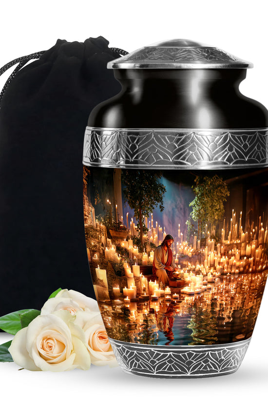 Spiritual Candlelight Urn - Jesus Memorial Urn For Human Ashes
