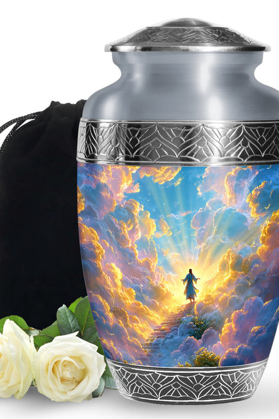 Jesus Funeral Urn - Heaven Path Theme Cremation Urn For Burial