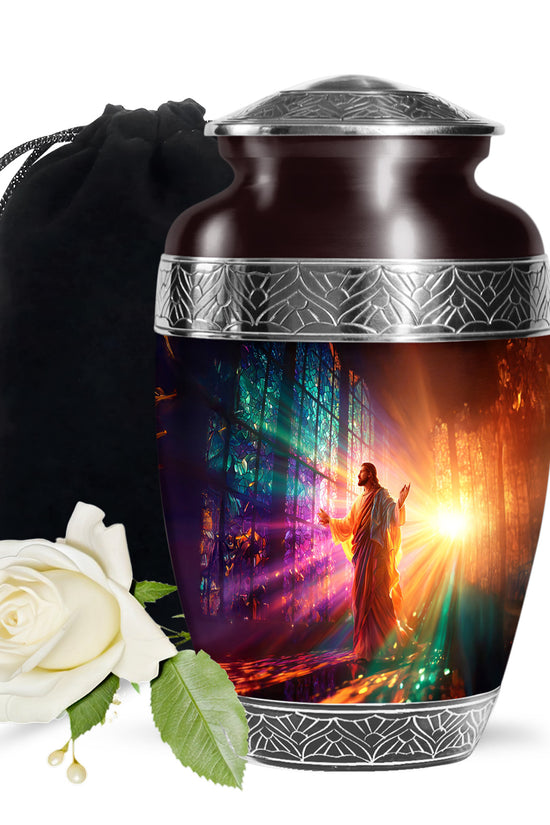 Christian Cremation Urn - Jesus Spiritual Funeral Urn For Adult Ashes