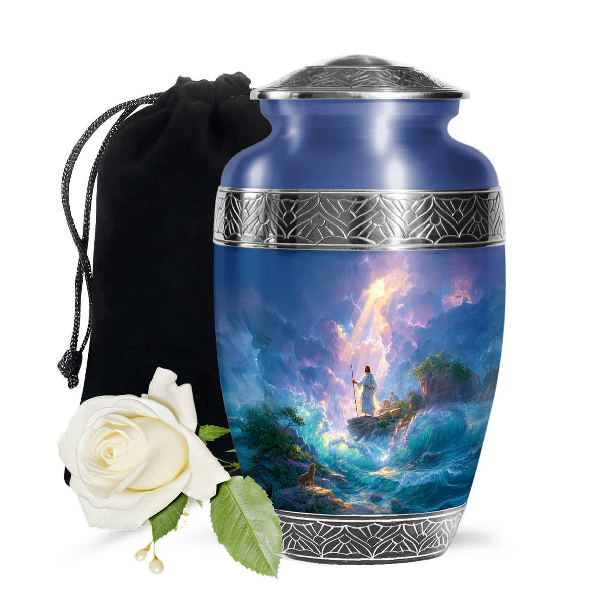 Jesus Ocean Waves Cremation Urn - Jesus Sea View Cremation Urn For Burial