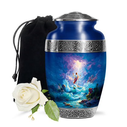 Divine Ocean Jesus Memorial Urn - Spiritual Funeral Urn For Adult Ashes