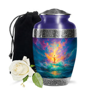 Jesus Divine Light Ocean Urn - Heavenly Sky Cremation Urn For Human Ashes