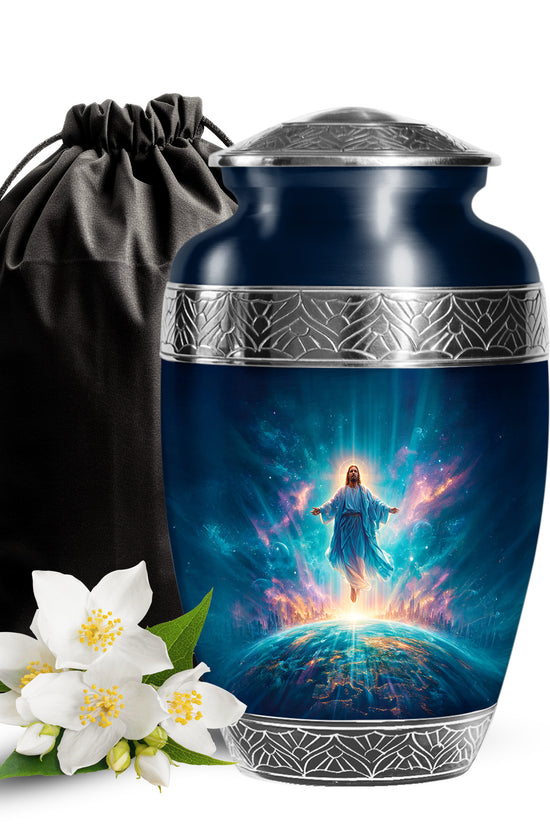 Cosmic Jesus Memorial Urn - Catholic Cremation Urn For Burial