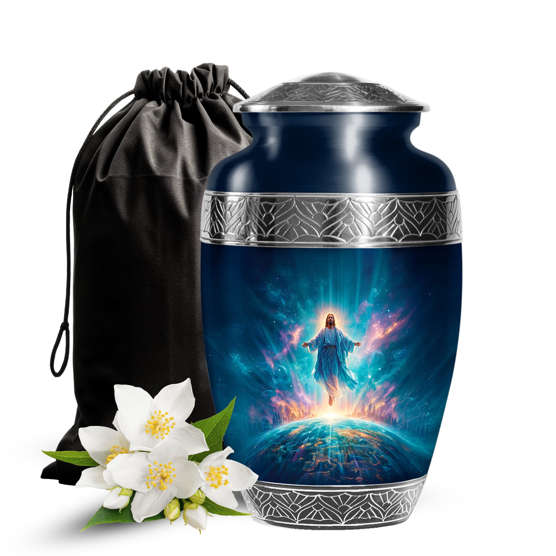 Cosmic Jesus Memorial Urn - Catholic Cremation Urn For Burial