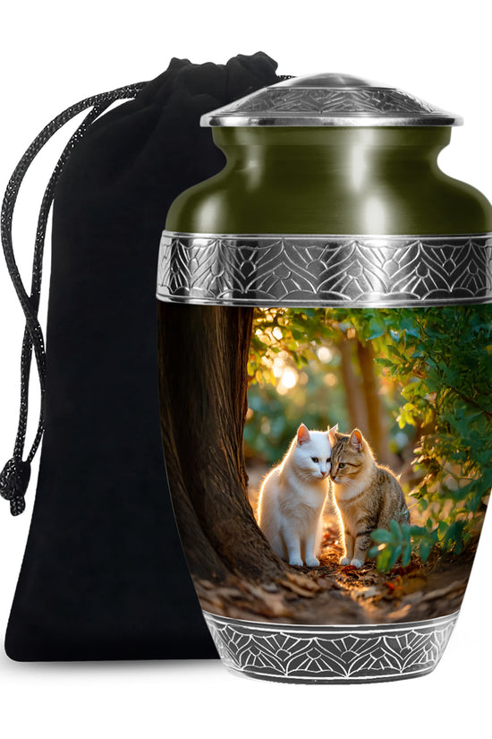 Two Cats Tribute Cremation Urn - Pet Memorial Urn For Ashes
