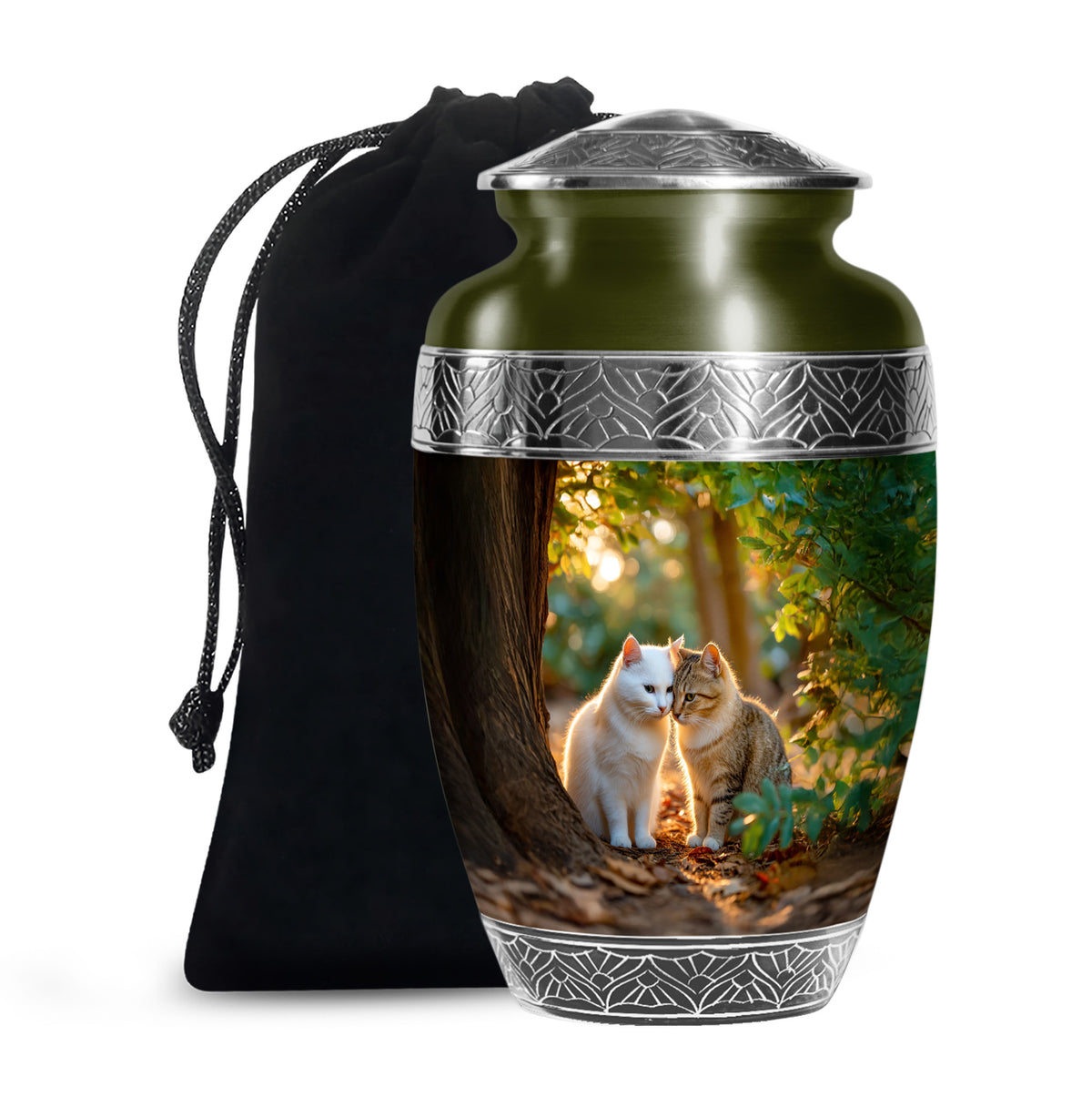 Two Cats Tribute Cremation Urn - Pet Memorial Urn For Ashes