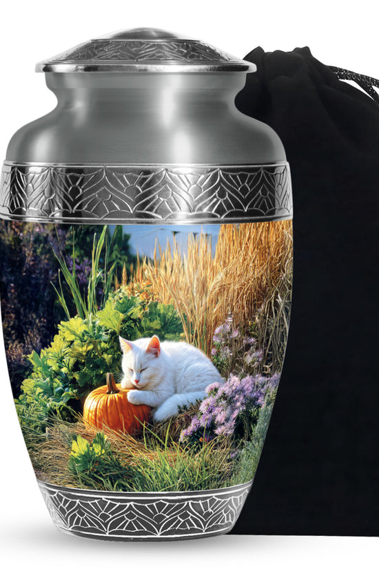 Peaceful Cat Memorial Urn - Aluminium Funeral Urn For Pet Ashes