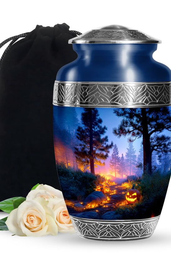 Halloween Pumpkin Forest Funeral Urn - Cremation Urn For Loved Ones