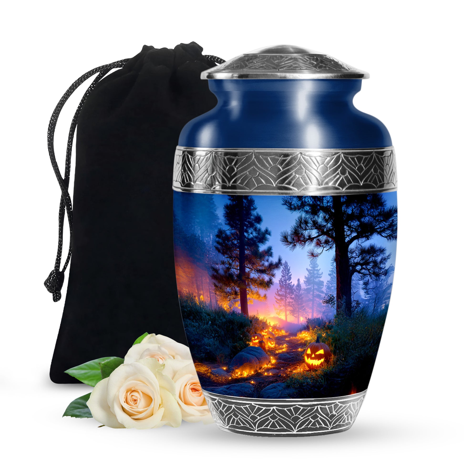 Halloween Pumpkin Forest Funeral Urn - Cremation Urn For Loved Ones