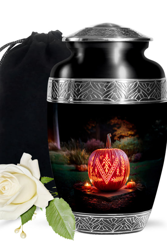 Halloween Cremation Urn - Glowing Pumpkin Memorial Urn For Burial