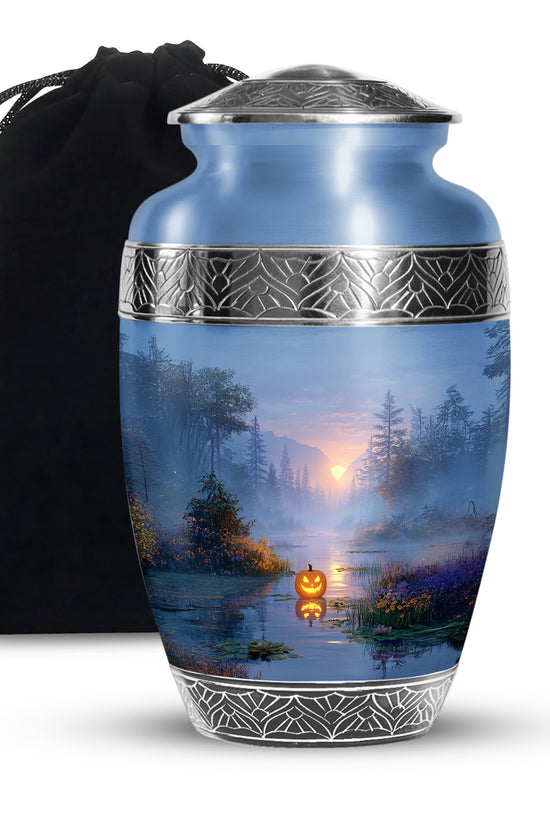 Halloween Forest Memorial Urn - Sunset Nature Funeral Urn For Adult Ashes