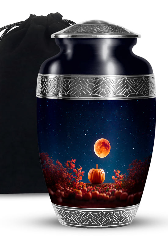 Red Moonlight Cremation Urn - Halloween Pumpkin Funeral Urn For Human Ashes