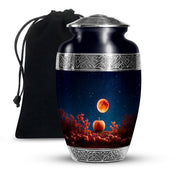 Red Moonlight Cremation Urn - Halloween Pumpkin Funeral Urn For Human Ashes