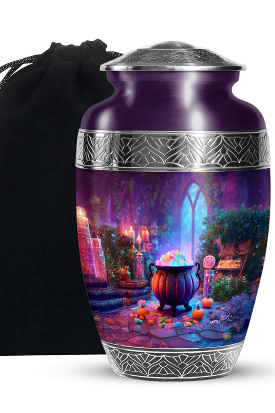 Decorative Cremation Urn - Halloween Cauldron Memorial Urn For Burial