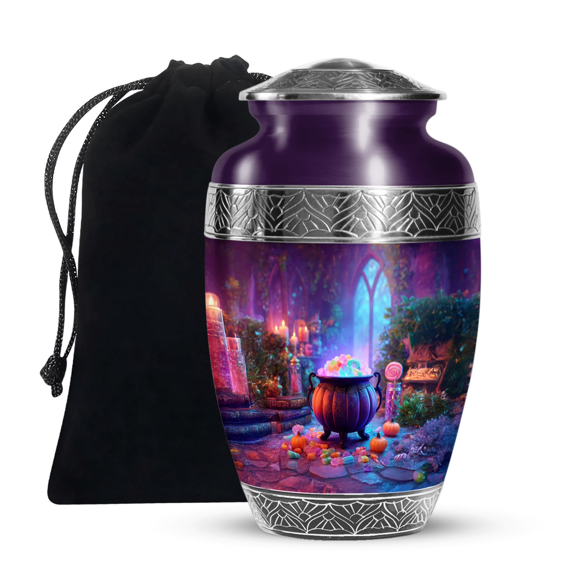 Decorative Cremation Urn - Halloween Cauldron Memorial Urn For Burial