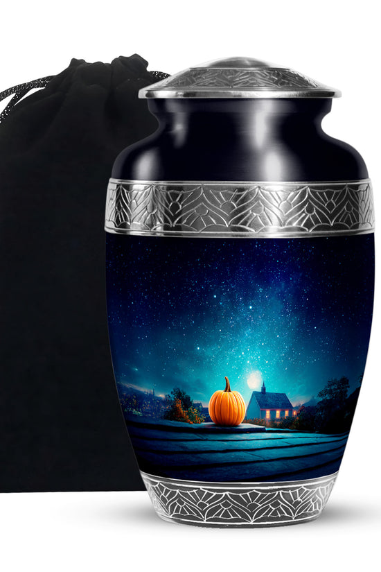 Halloween Pumpkin Night Memorial Urn - Cremation Urn For Ashes