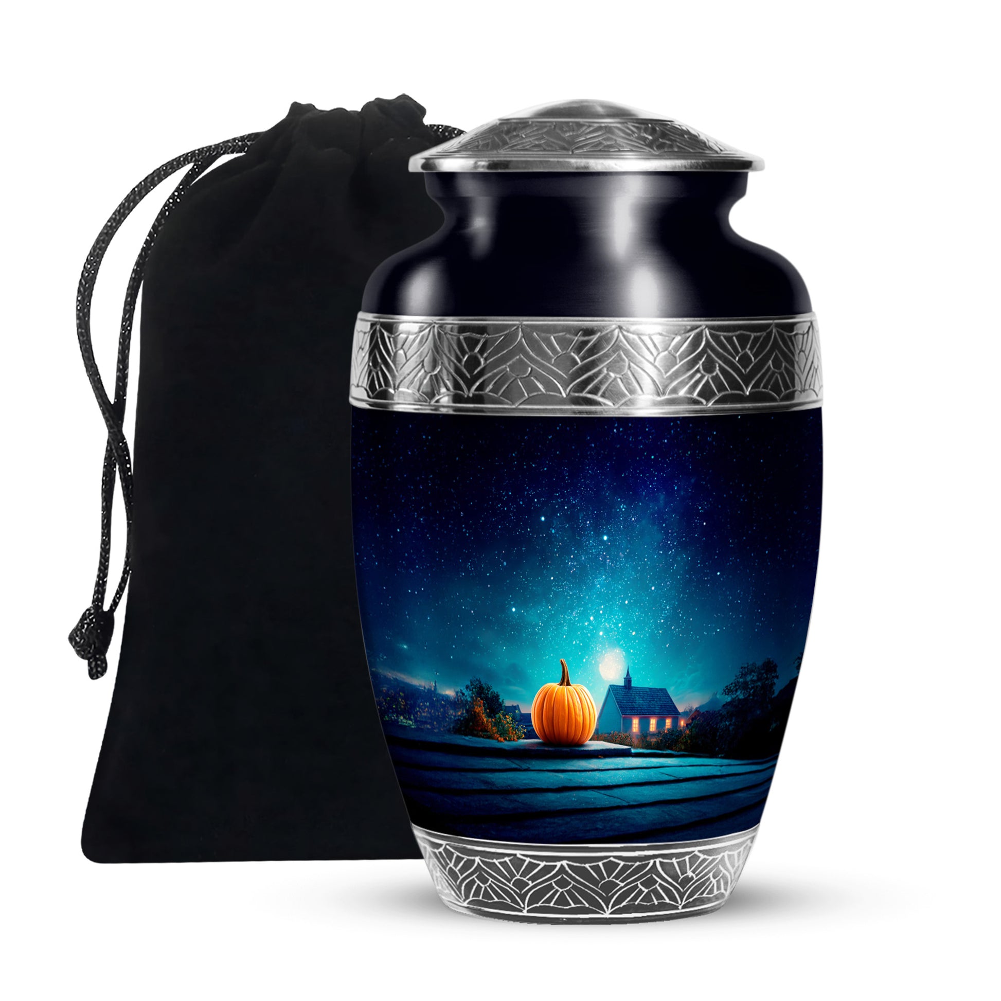 Halloween Pumpkin Night Memorial Urn - Cremation Urn For Ashes