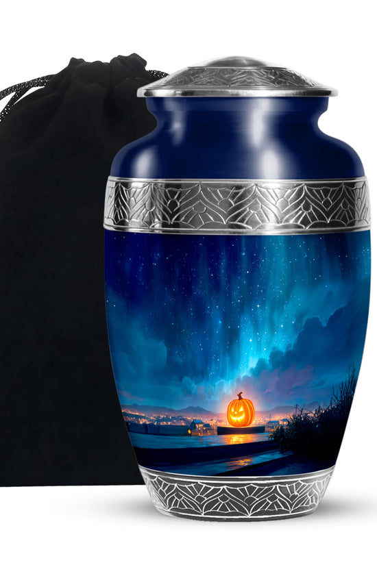 Glowing Pumpkin Memorial Urn - Halloween Day Theme Funeral Urn For Ashes