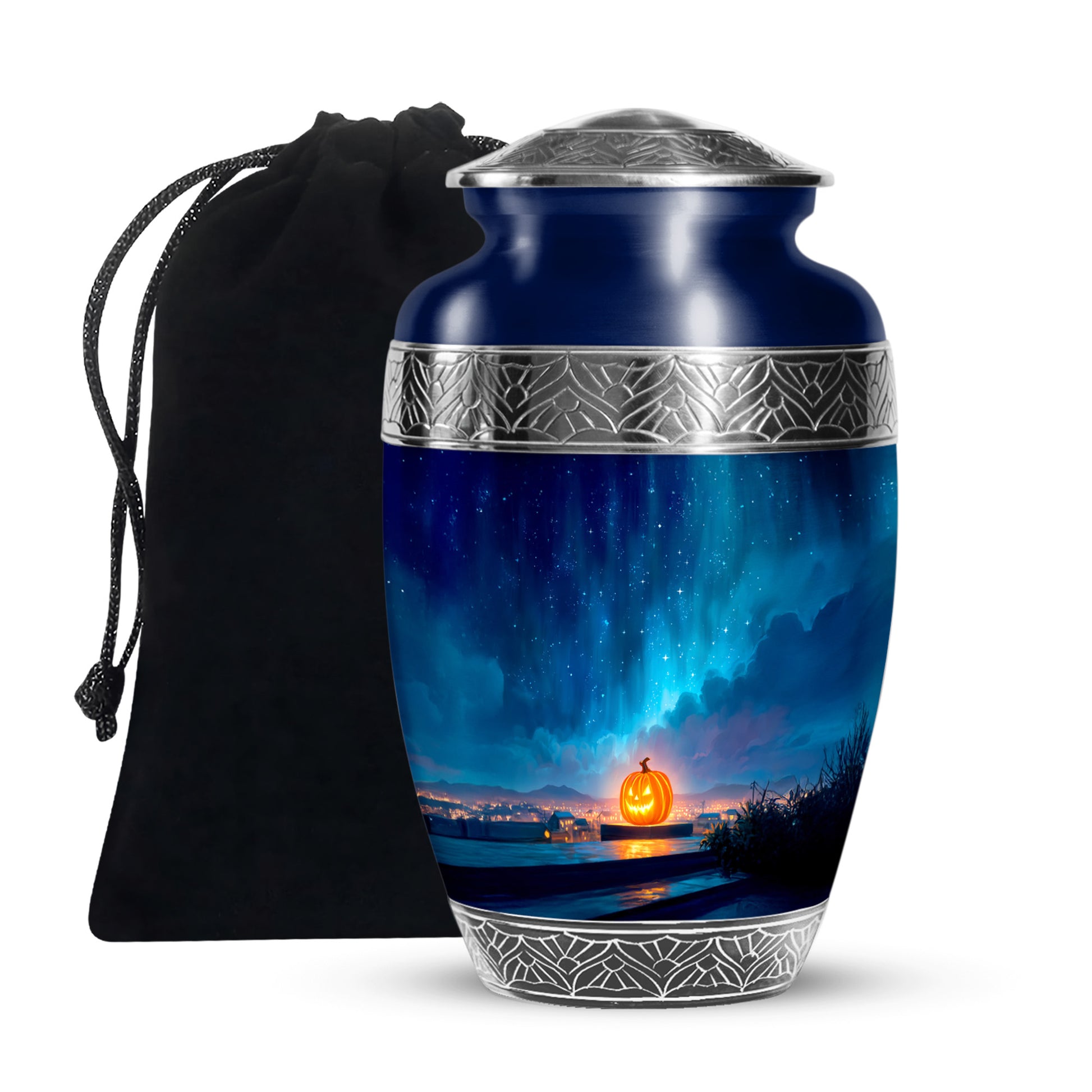 Glowing Pumpkin Memorial Urn - Halloween Day Theme Funeral Urn For Ashes