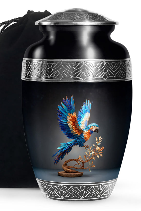 Artistic Parrot Theme Funeral Urn - Large Memorial Urn For Adult Ashes