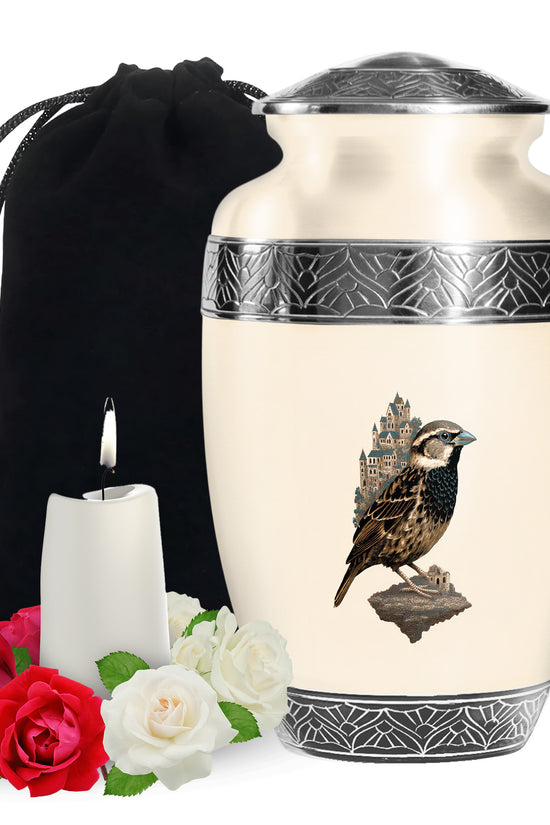 Bird Funeral Urn – Artistic Beige Funeral Urn for Burial