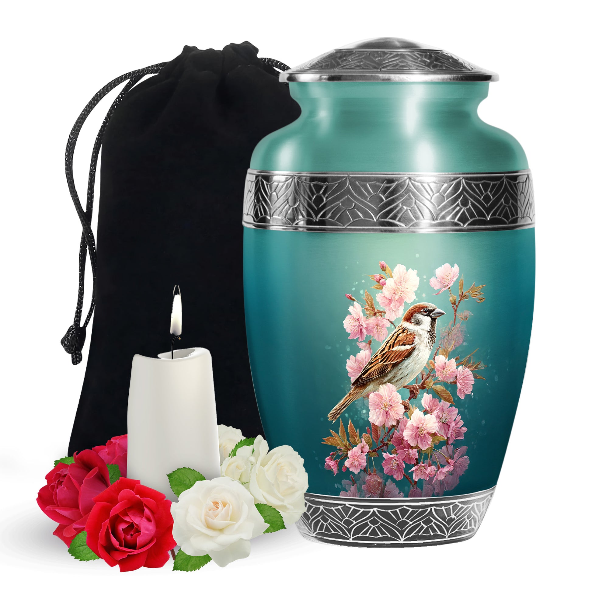 Bird & Blossom Cremation Urn - Beautiful Cremation Urn for Adult Female