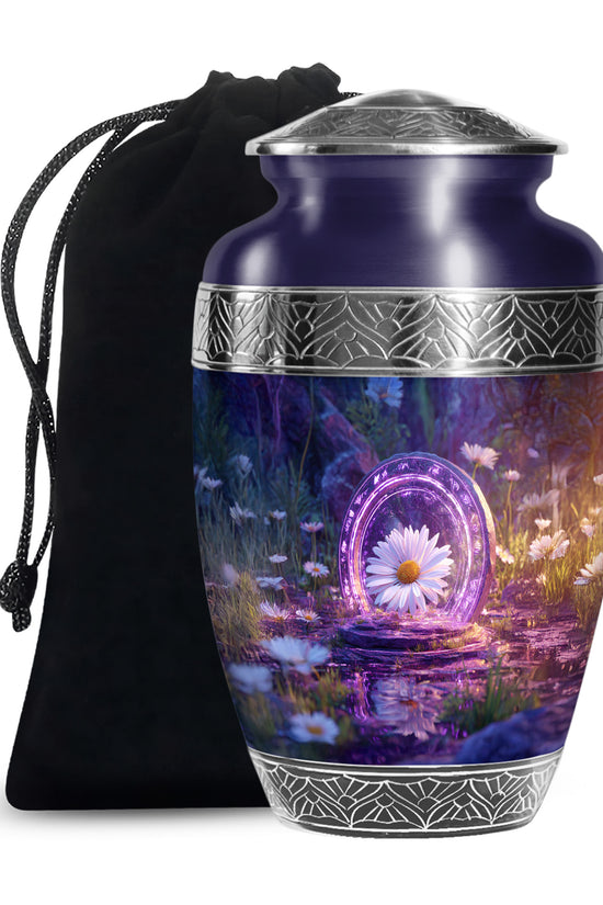 Daisy Memorial Urn - Purple Theme Cremation Urn For Male & Female Ashes