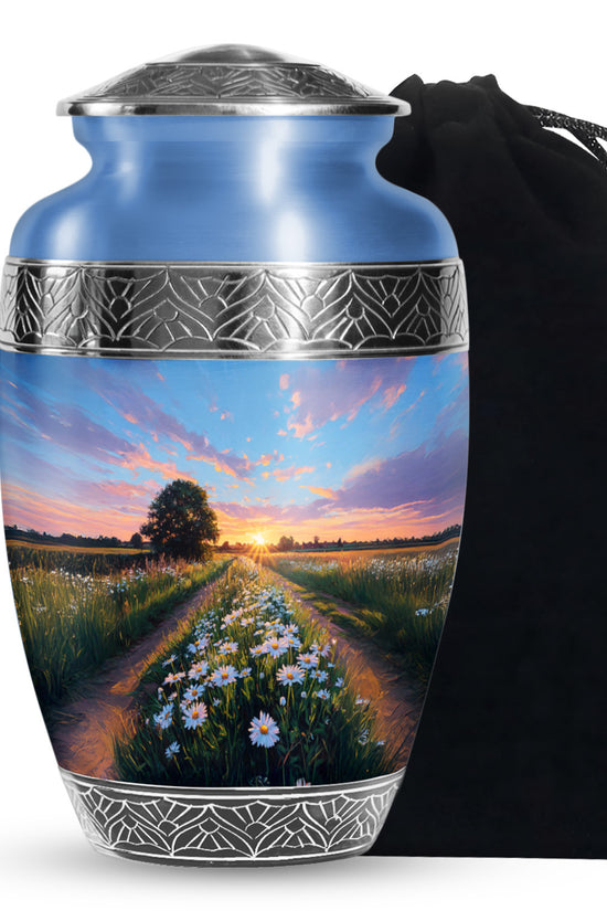 Daisy Flowers Theme Cremation Urn For Ashes - Scenic Nature Memorial Urn For Adults