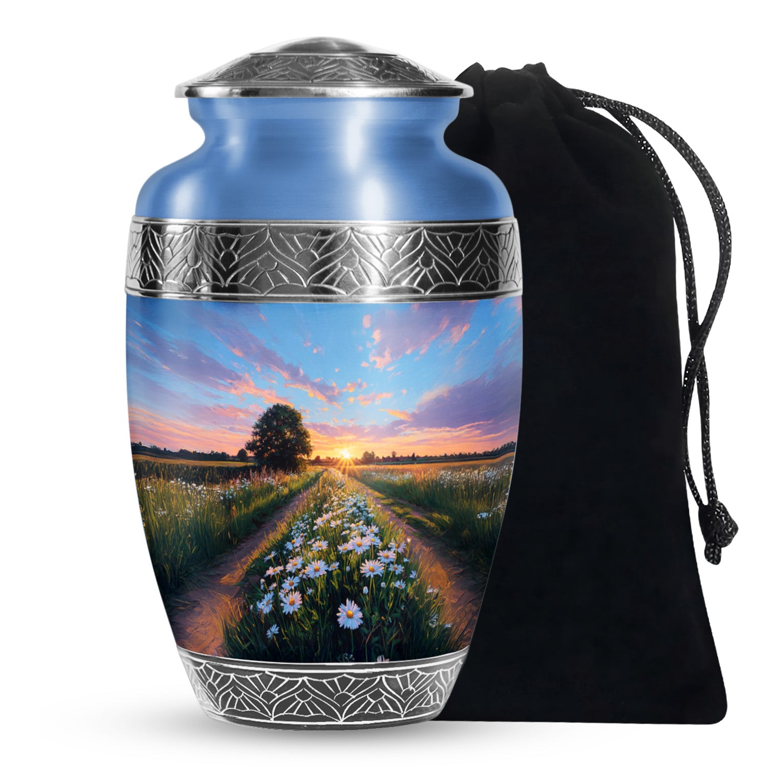 Daisy Flowers Theme Cremation Urn For Ashes - Scenic Nature Memorial Urn For Adults