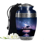 Elephant Family Memorial Urn - Galaxy Theme Funeral Urn For Adult Ashes