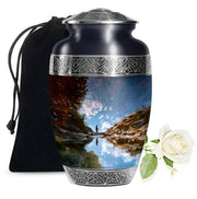 Fisherman Nature Memorial Urn - Beautiful Mountain Funeral Urn For Burial