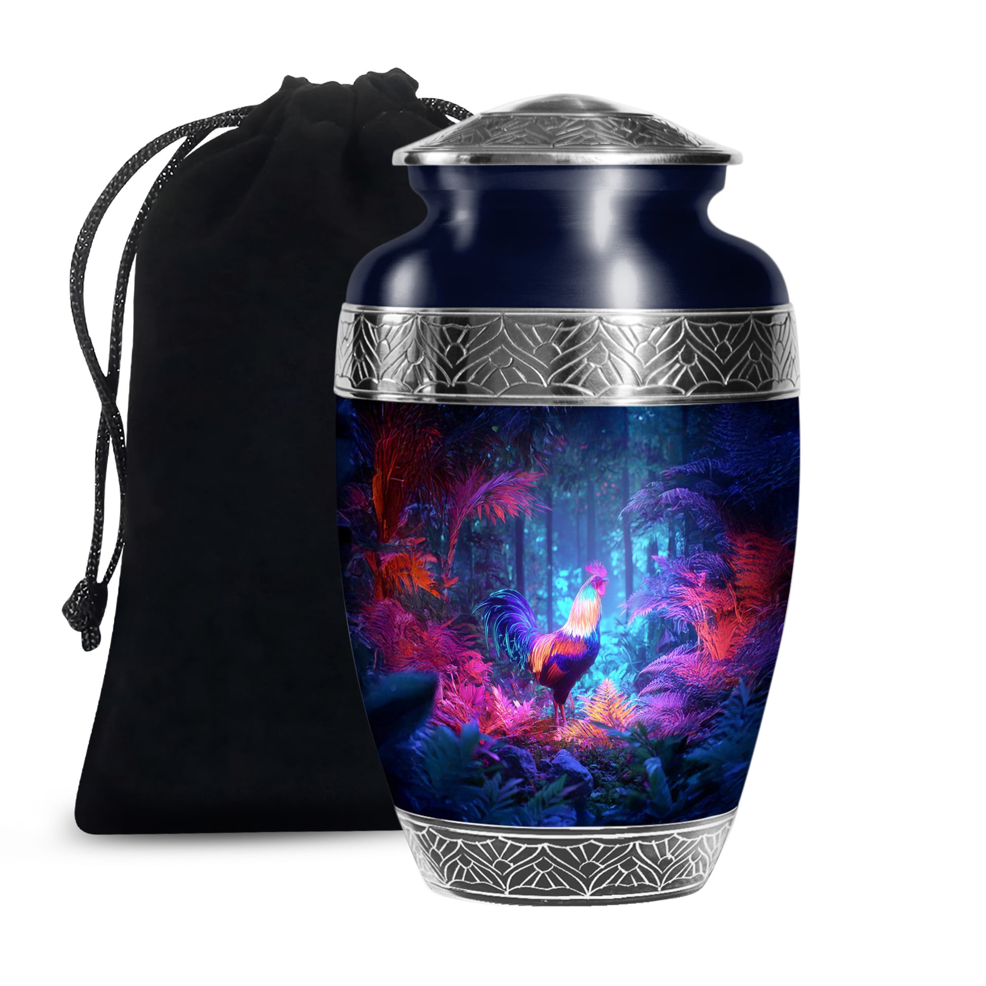 Colourful Hen Memorial Urn - Forest Funeral Urn For Male & Female