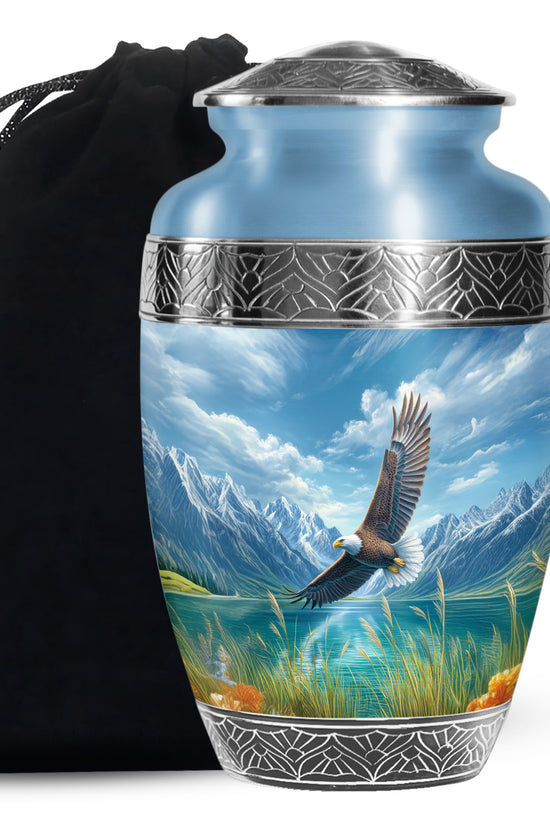 Beautiful Flying Eagle Cremtion Urn - Aluminium Memorial Urn For Loved Ashes