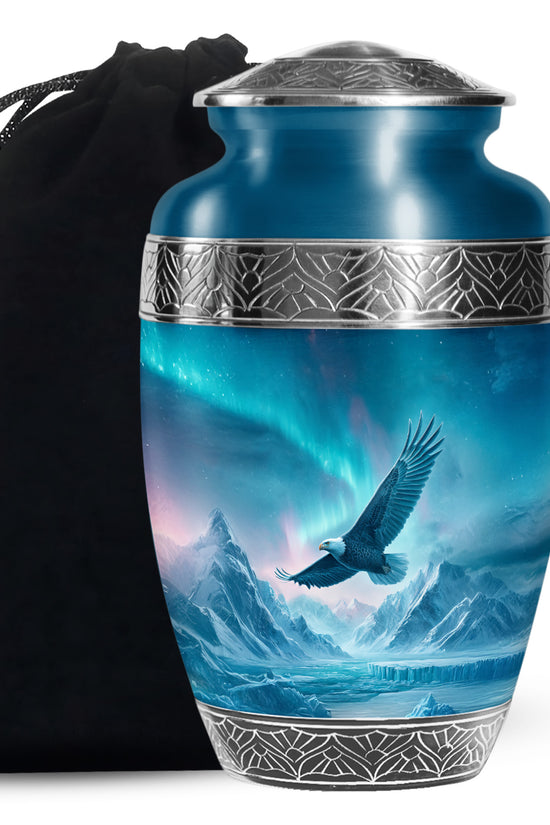 Flying Eagle Memorial Urn - Northern Lights Funeral Urn For Human Ashes