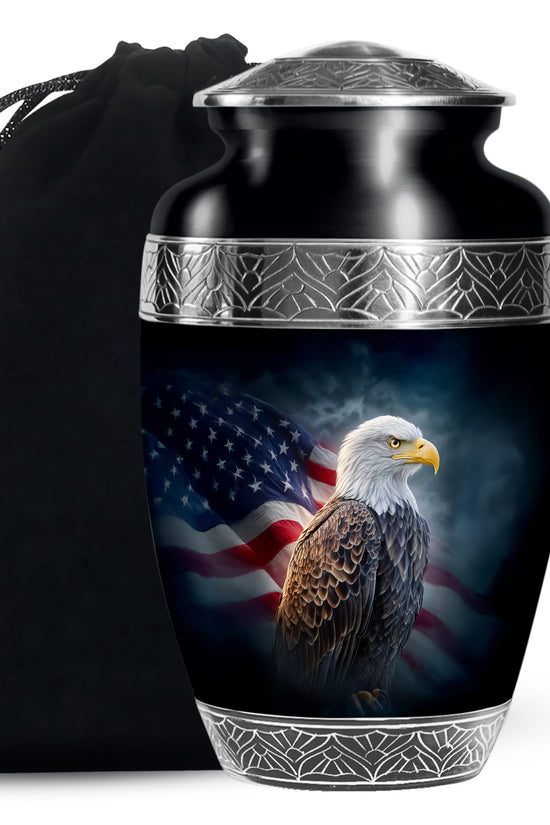 American Flag Memorial Urn - Military Theme Funeral Urn For Adult Ashes