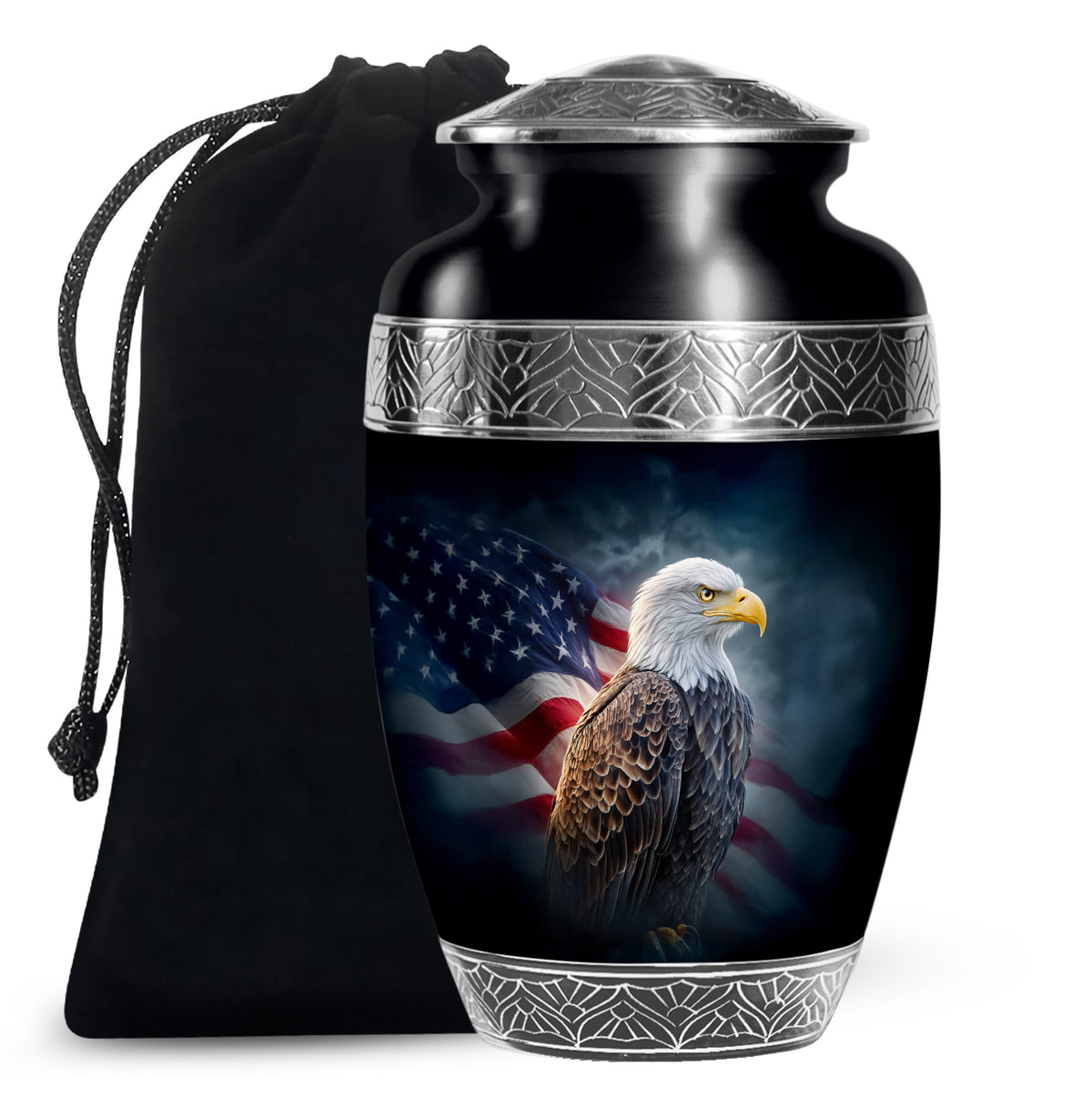 American Flag Memorial Urn - Military Theme Funeral Urn For Adult Ashes