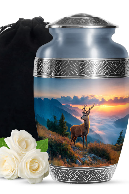 Mountain Deer Funeral Urn - Sunset Memorial Urn For Human Ashes