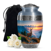 Mountain Deer Funeral Urn - Sunset Memorial Urn For Human Ashes