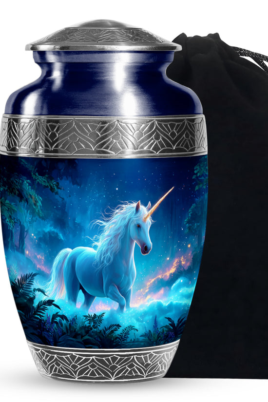 Blue Unicorn Cremation Memorial Urn - Decorative Funeral Urn For Human Ashes