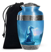 Blue Dragon Cremation Urn - Blue Aluminium Funeral Urn For Ashes