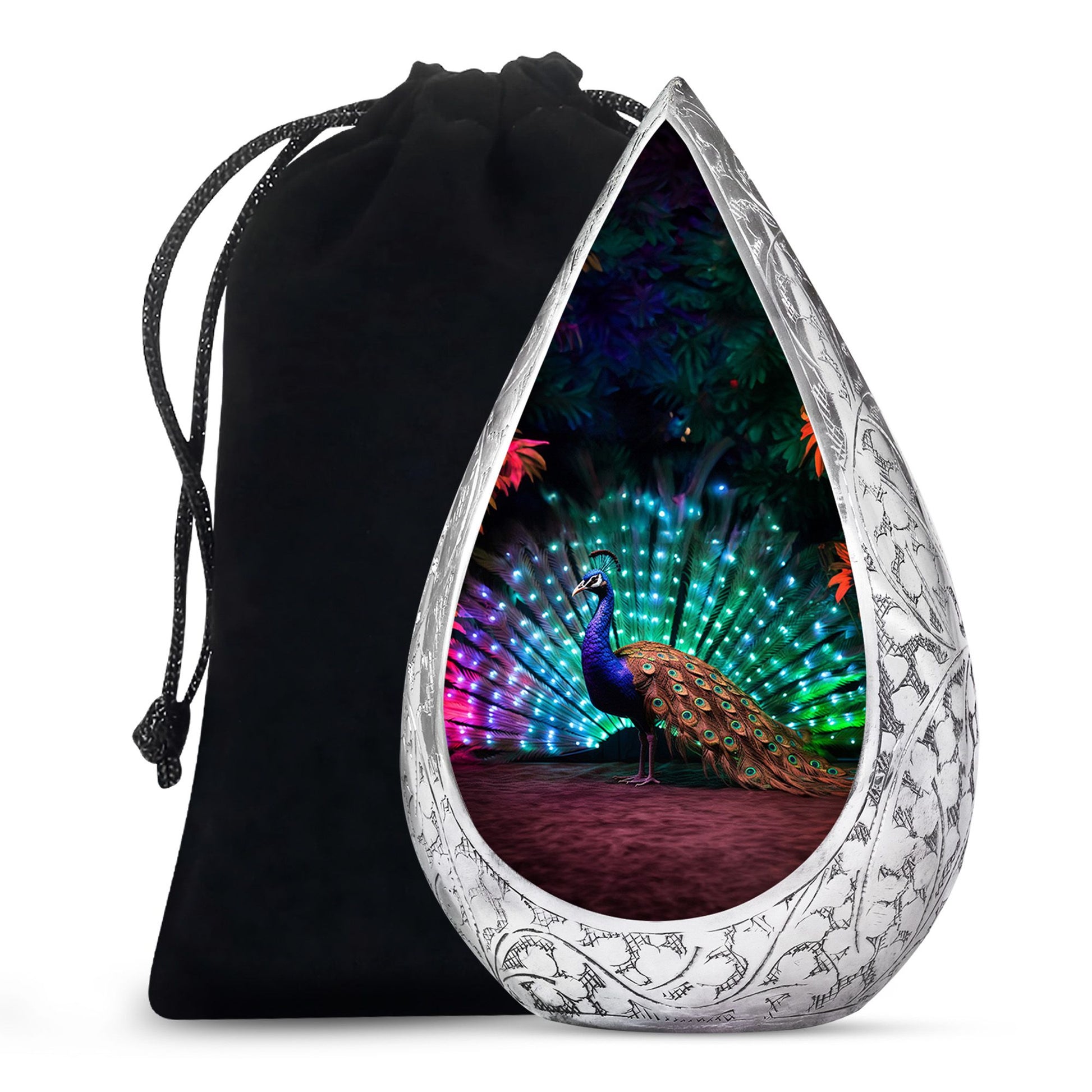 Peacock Bird Memorial Theme Urn - Beautiful Funeral Urn For Human Ashes