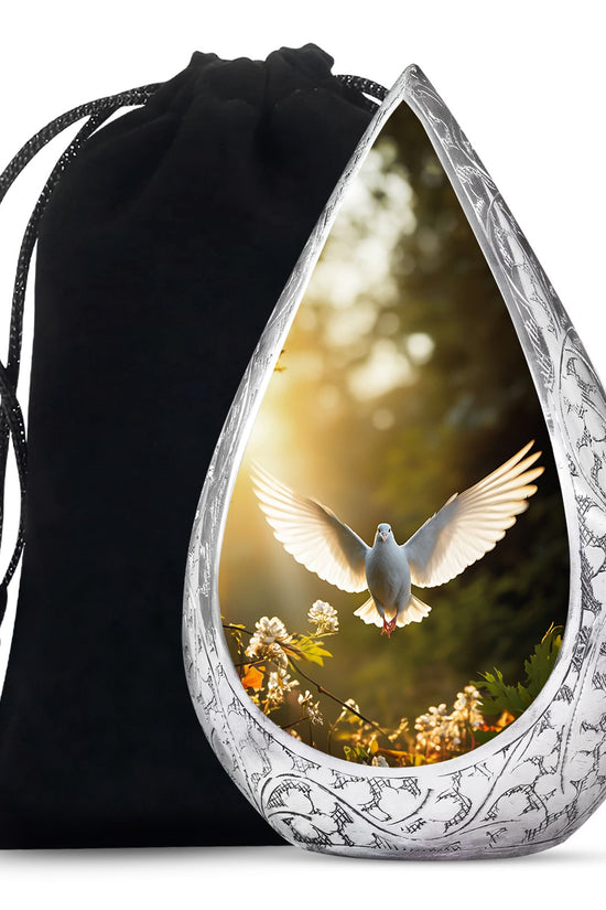 Dove Bird Tribute Cremation Urn - Aluminium Memorial Urn For Burial