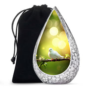 White Dove Funeral Urn - Aluminium Memorial Urn For Human Ashes